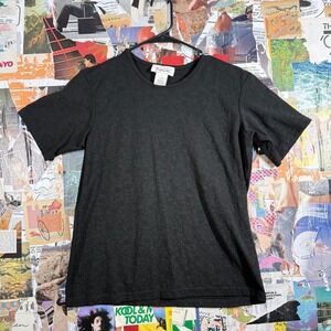 Talbots‎ Black Embossed Short Sleeve T Shirt Top Women's Size M Casual